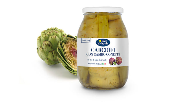 Artichokes with stem in sunflower oil